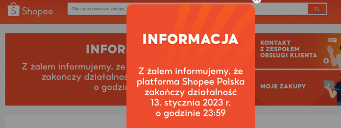 Komunikat shopee o zakończeniu dzialalności